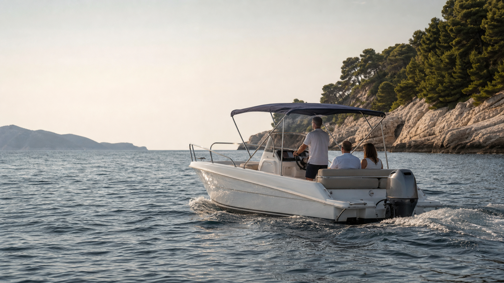 Guests cruising on a private boat beside the Dubrovnik coast